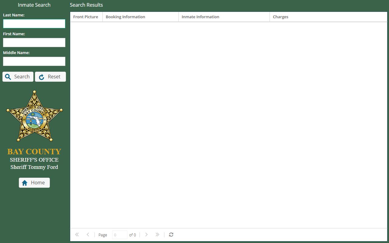 Bay County Sheriff's Office website showing jail division information