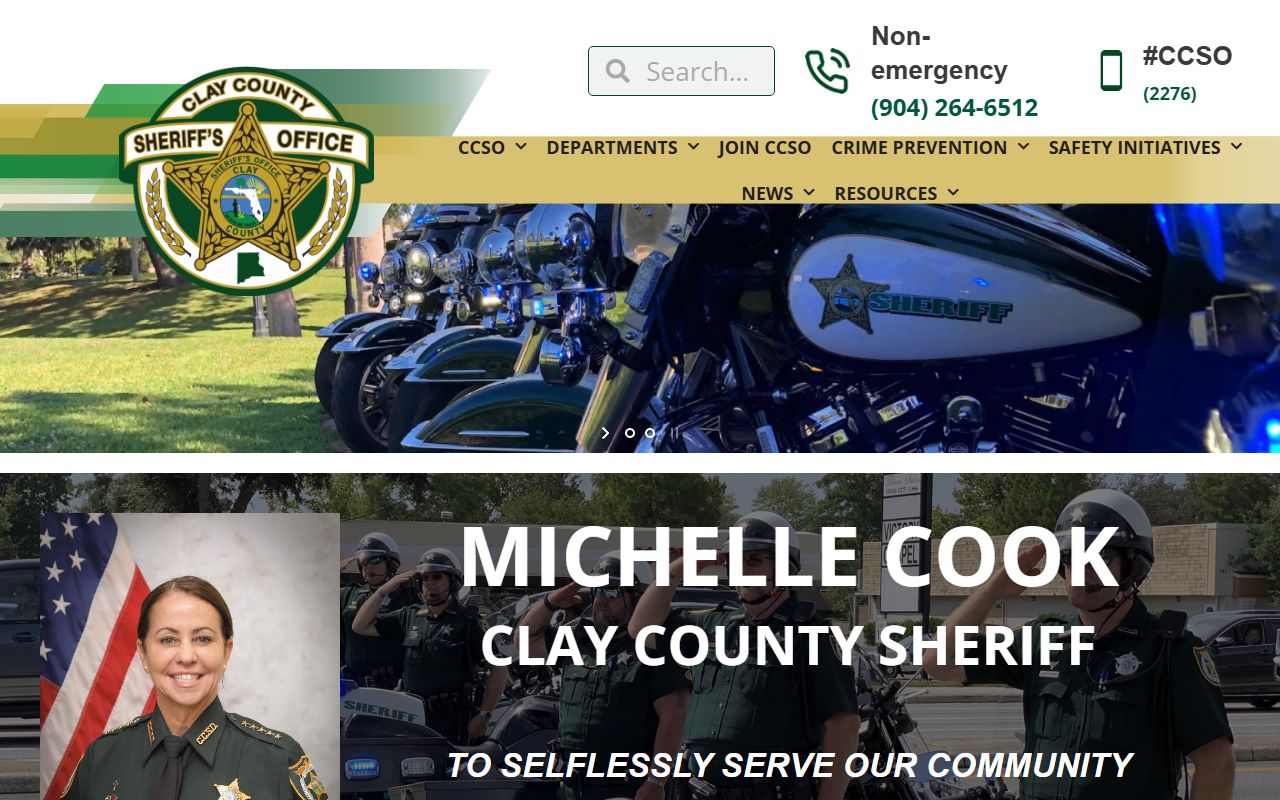 Clay County Sheriff's Office website showing inmate search options