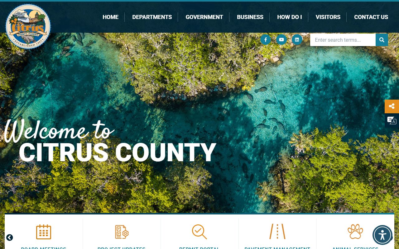 Citrus County Sheriff's Office website with detention facility information