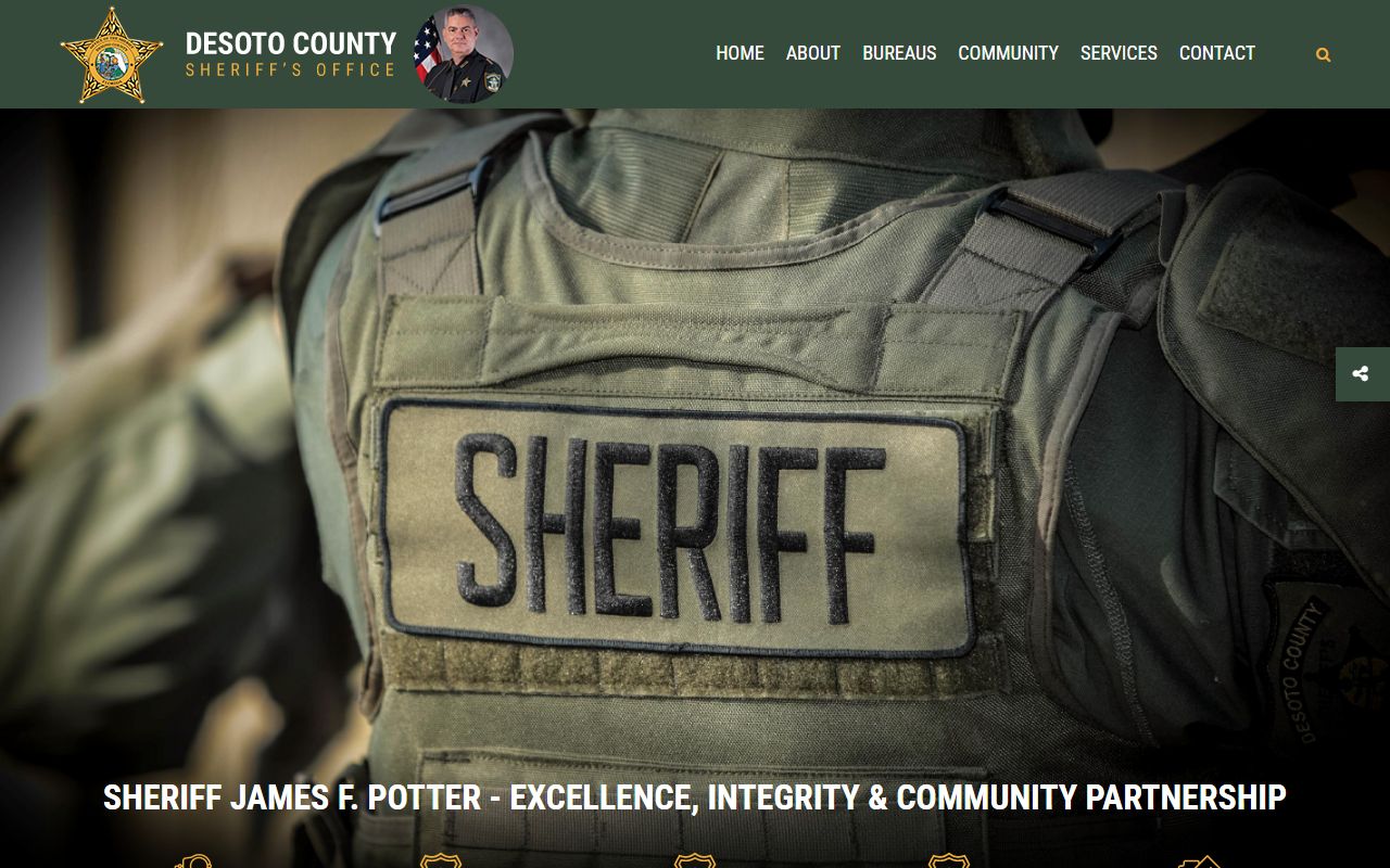 DeSoto County Sheriff's Office website showing jail roster information access