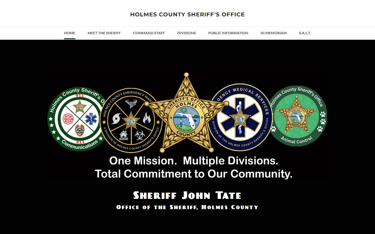 Holmes County Sheriff's Office website showing jail division information