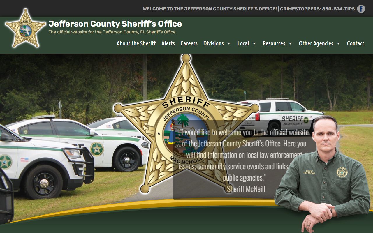 Jefferson County Sheriff's Office section showing jail information