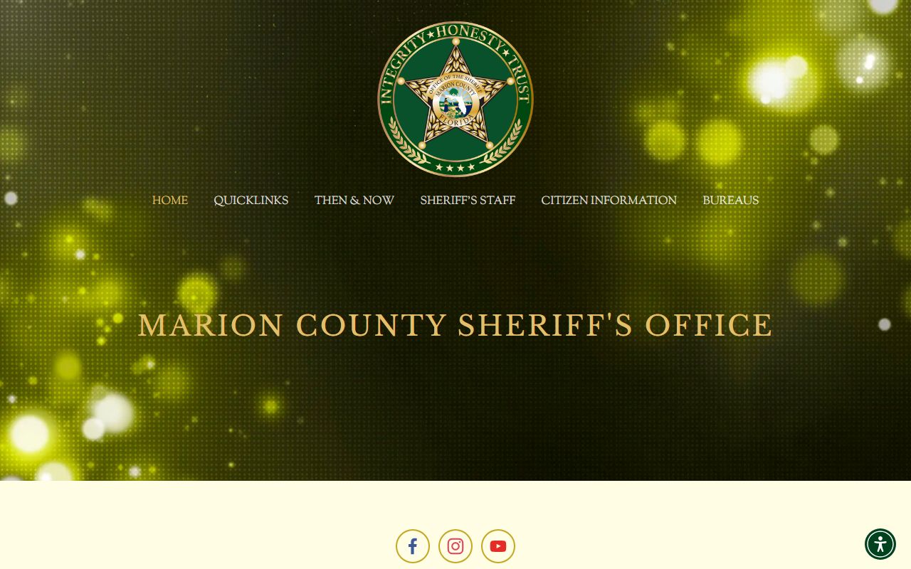 Marion County Sheriff's Office website showing inmate search system